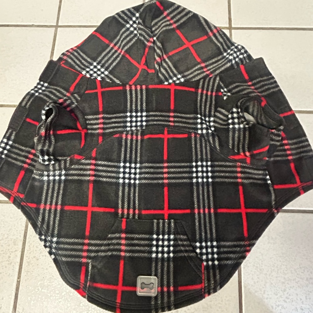 Plaid Dog Hoodie - Red and Black